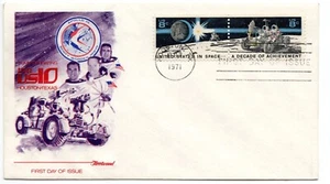 1971 FDC - 8 CENT - SCOTT #1434-35 U.S. IN SPACE - DECADE OF ACHIEVEMENT - MOON - Picture 1 of 2