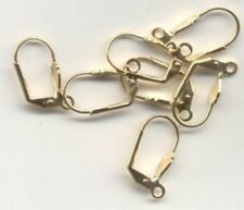 10 PAIR GOLD PLATED SHELL EURO WIRE LEVER BACK  EARRINGS WITH LOOP