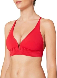 Neu ohne Etikett Seafolly 10 USA Longline gesteppt Tri Bikini Schwimmen Oberteil rot 117976 - Bild 1 von 2
