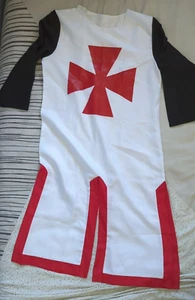 Medieval Knight Large Costume White Knights Templar Crusader Adult Fancy Dress - Picture 1 of 18