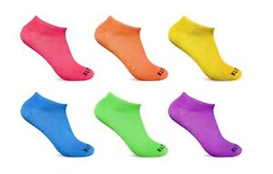 6 Pack Women's Low Cut No Show Ankle Socks White Black Neon Wholesale lot 9-11