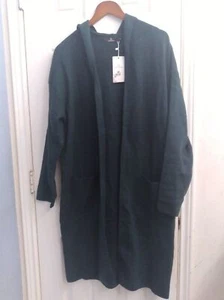 Hooded Duster Cardigan Open Front Pockets Long Sleeve Green Size Unknown - Picture 1 of 5