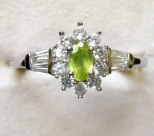 Sphene and White Zircon Ring / size 5.25 / 925 Sterling Silver / 1 ct - Picture 1 of 6