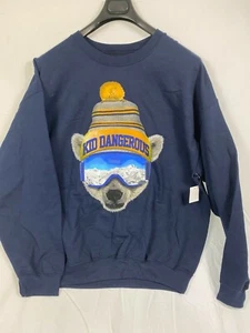 Kid Dangerous Mens Polar Bear Crewneck Sweatshirt Navy Blue XL - Picture 1 of 3