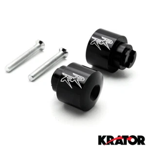 Black Logo Bar Ends Weights Sliders Custom Honda "RR" CBR 600 900 929 954 1000 - Picture 1 of 3