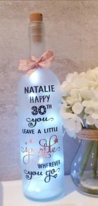 LED Leuchtflasche personalisiertes Geschenk zum Geburtstag 18 21 30 40 50 60 70 - Bild 1 von 8