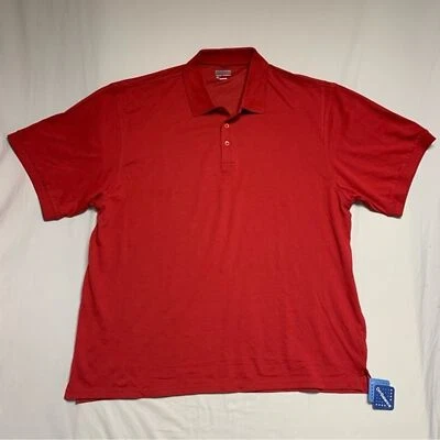 NEW ZORREL Golf Polo Shirt Men's 5XL Red Short Sleeve Dri-Balance Preppy Top - Image 1 of 4