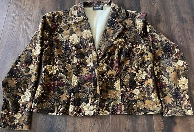 Chaqueta Blazer Briggs New York Vintage Floral Pana Talla 16 Pequeña Foto 1 de 4