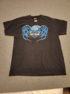 Vintage Harley Davidson Blue Hawk Flame Cape Fear Fayetteville,NC Size Large - Picture 1 of 5
