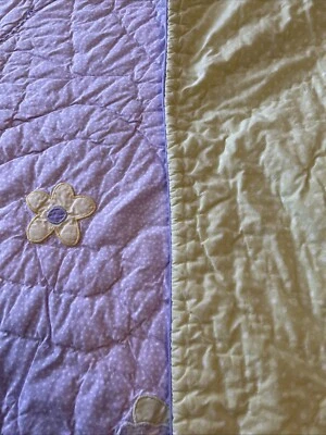 Pottery Barn Kid's Girl's Twin Size Comforter Butterflies & Flowers Purple  Dots - Image 1 of 4