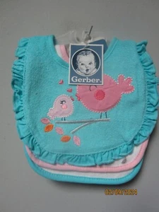 Gerber Baby Girl 3-Piece Aqua Birds Bibs