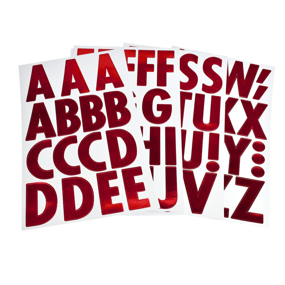Glitter Alphabet Letter Upper Case Stickers, Gold/Red/Silver, 1-Inch,  3-Packs