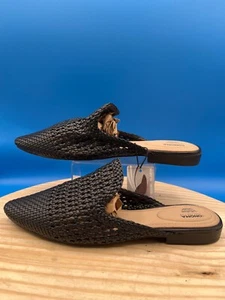 Sonoma Vitalize Mules Sandals Women's Sz 10 Black Leather Woven Pointed Toe - Picture 1 of 14