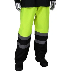 PIP 353-1202 Class E Hi-Vis Yellow Waterproof Pants L/XL – Black Bottoms NEW - Picture 1 of 3