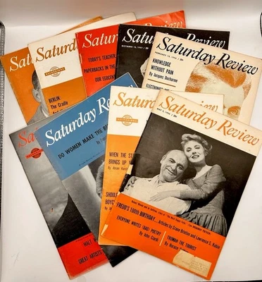 Lot Of 9 Saturday Review Magazines 1956–1961 Literature Variety - Image 1 of 4