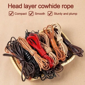 5Meters Cow Leather Rope Round Leather Cord DIY Necklace Bracelet - Picture 1 of 22