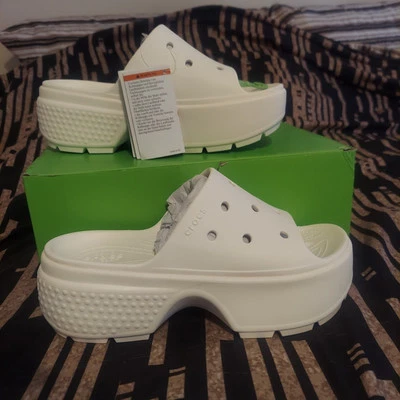 Crocs Stomp Slide White Size Men's 7 Women's 9 Slip On Sandal New - Image 1 of 4