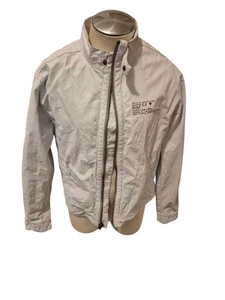 Guess Mens Coated Canvas Moto Jacket Ash Gray Sz M/L - Picture 1 of 11