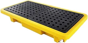 Pallet fuoriuscita contenimento 2 tamburi, vassoio secchio vernice polietilene basso profilo - Foto 1 di 5