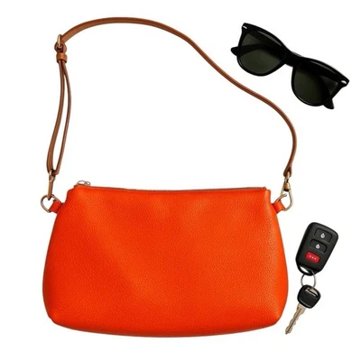 Bolso Bandolera Valentina Italiano de Cuero Naranja 12x7.5 Raro Foto 1 de 4