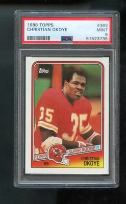 1988 Topps #363 Christian Okoye ROOKIE RC PSA 9 Graded Football Card NFL MINT - Image 1 of 2