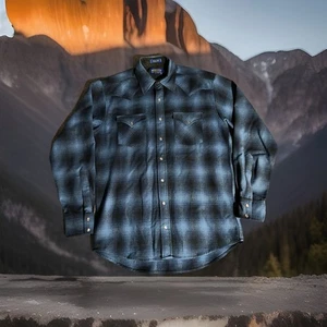 Vtg Pendleton Flannel Canyon Western Pearl Snap Virgin Wool Shirt Medium Tall - Picture 1 of 8