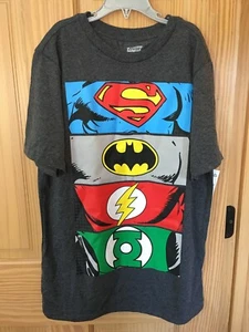 NWT DC Comics Superman Batman Flash Boy Short Sleeve Shirt Gray many sizes - Picture 1 of 1