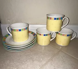 4er Set Villeroy & Boch Twist Alea Limone flache Tasse & Untertassen 1748 NEU - Bild 1 von 7