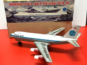 VINTAGE Flugzeug Spielzeug PAN AM Airline batteriebetrieben B-747 Made in Japan - Bild 1 von 18