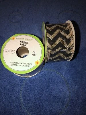 Burlap Natural Wired Ribbon 9 Feet x 1.5 Inches Craft Ribbon Lot of 2  - Image 1 of 2