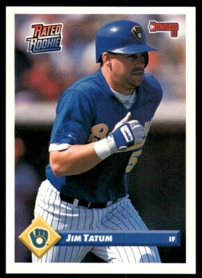 1993 Donruss Baseball Card Jim Tatum Rookie Milwaukee Brewers #341 - Image 1 of 2