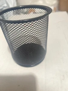 Steel Pencil Cup 4"x3 3/4" Black Mesh rubber bottom(3DK12) - Picture 1 of 4