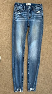 Pantalones de mezclilla BKE con hebilla para mujer 25 Stella calce ajustado tiro medio dobladillo mordedura de tiburón - Imagen 1 de 9