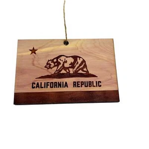 California Flag - Cedar Ornament - Picture 1 of 3