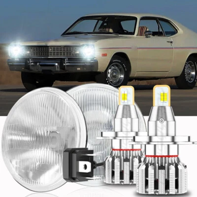 Par de faros LED redondos de 7" pulgadas para Dodge Dart 1964-1976 D100 kit de haz alto/bajo Foto 1 de 4
