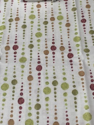 Murano By Stoffabrics Cotton Fabric Green Red Brown Dot Stripes 10" x 40" Sewing - Image 1 of 4