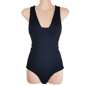 SHEIKE Saviour Bodysuit Women's Black Sleeveless Plunging V-Neck 1-Piece Top NWT - Picture 1 of 12
