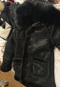 Dakoma Outerwear Size 5 Boys Black Suede With Fur Jacket - Picture 1 of 6