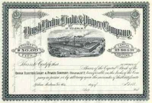 188_ Brush Electric Light & Power Stock Certificate - Picture 1 of 1