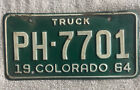 Good Solid Original 1964  Colorado Truck License Plate Visit My Store