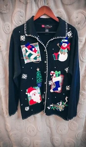 Vintage 1X IB Diffusion Holiday Cardigan Ugly Christmas Sweater Womens - Picture 1 of 12