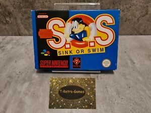 SNES Super Nintendo S.O.S. Sink or Swim avec emballage d'origine et instructions EUR