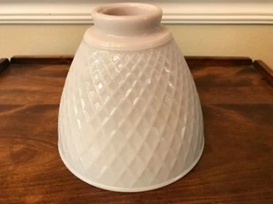 VINTAGE MILK GLASS WAFFLED TORCHIERE LAMP SHADE 6 inches diameter  2  1/4 fitter - Picture 1 of 3