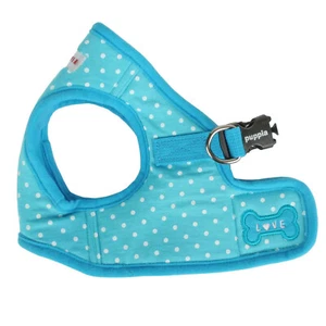 Puppia Dog Harness  Vest Soft Adjustable Dotty Blue w White Dots  S M L - Picture 1 of 9