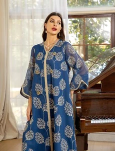 Vestidos sueltos vintage Abaya para mujer musulmana manga larga caftán pavo caftán - Imagen 1 de 27