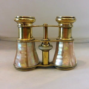 Antique OPERA GLASSES, Binoculars Mother of Pearl Gilded Brass - Picture 1 of 9