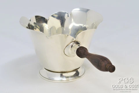 Vintage Cartier Sterling Silver Sauce Gravy Boat w/Wooden Ladle 200 98.7gr 22923 Cover