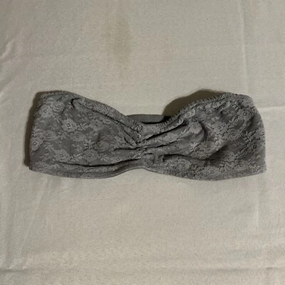 Bralette Victoria’s Secret Rosa Encaje Bandeau Pequeño Sin Forro Sin Tirantes Gris Foto 1 de 4