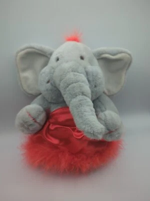 Russ Berrie And Co Madeline Elephant Plush Stuffed Animal Red Feather Silk Dress - Image 1 of 4