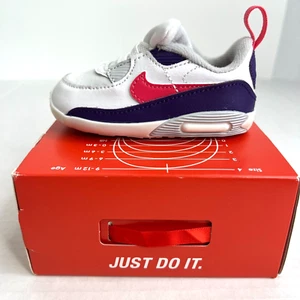 Nike Max 90 Crib(CB) Size 4C CI0424-100 White/Flamingo-Grey Fog Toddler Shoe - Picture 1 of 8